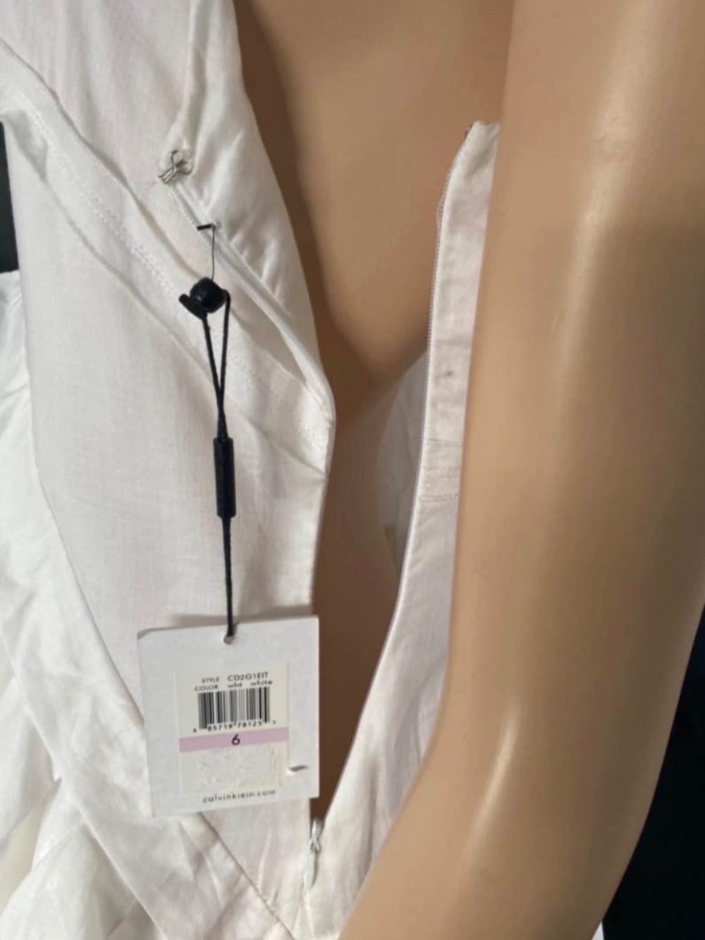 NWT: Calvin Klein White Lightweight 100% Cotton Tiered Ruffled Summer Dress 6 - Picture 10 of 12